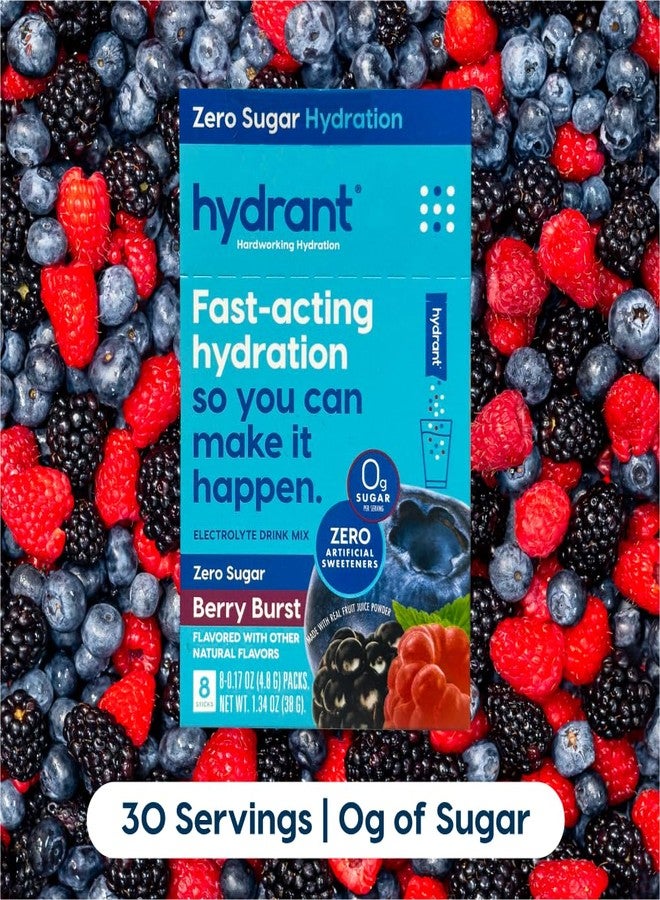 HYDRANT - Hydration Powder, Berry Burst Flavor, 8 Individual Sugar-Free Instant Electrolyte Rehydration Packets - Zero Sugar Drink Mix for Daily Use, Travel & Workouts - Image 2